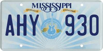 MS license plate AHY930