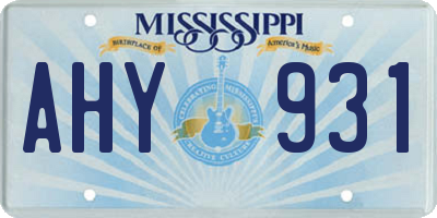 MS license plate AHY931