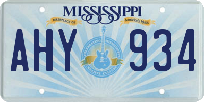 MS license plate AHY934