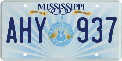 MS license plate AHY937
