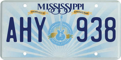 MS license plate AHY938