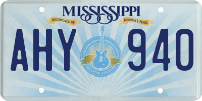 MS license plate AHY940