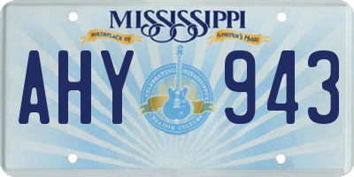 MS license plate AHY943