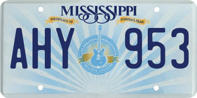 MS license plate AHY953