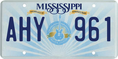 MS license plate AHY961