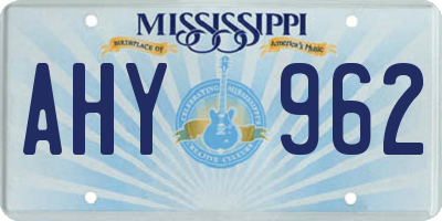 MS license plate AHY962