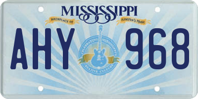 MS license plate AHY968