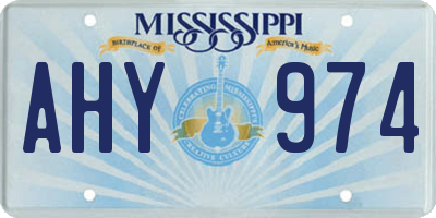 MS license plate AHY974