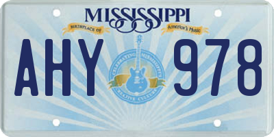 MS license plate AHY978