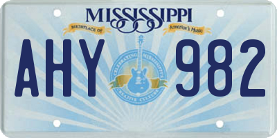 MS license plate AHY982