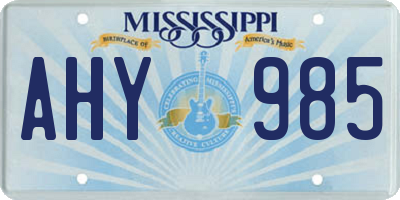 MS license plate AHY985