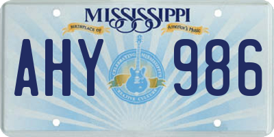 MS license plate AHY986