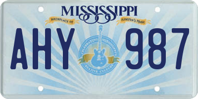 MS license plate AHY987