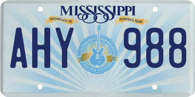 MS license plate AHY988