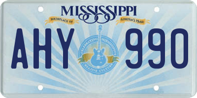 MS license plate AHY990