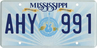 MS license plate AHY991
