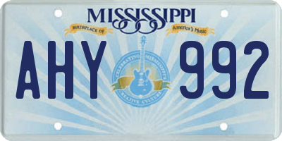 MS license plate AHY992