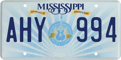 MS license plate AHY994