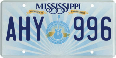 MS license plate AHY996