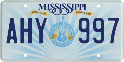 MS license plate AHY997