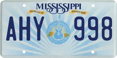MS license plate AHY998