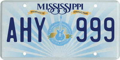 MS license plate AHY999