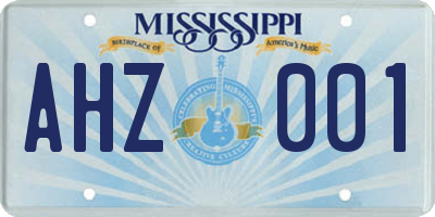 MS license plate AHZ001