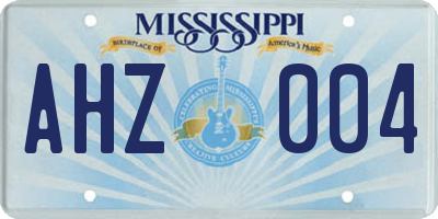 MS license plate AHZ004