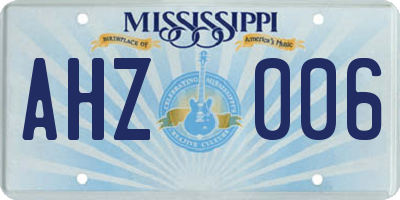 MS license plate AHZ006