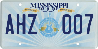 MS license plate AHZ007