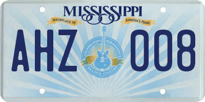 MS license plate AHZ008