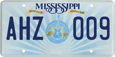 MS license plate AHZ009
