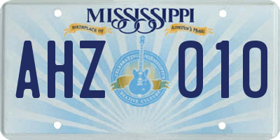 MS license plate AHZ010