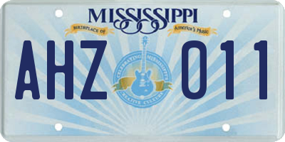 MS license plate AHZ011