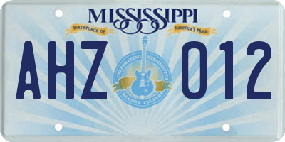 MS license plate AHZ012