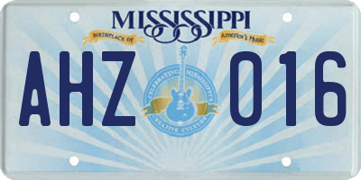 MS license plate AHZ016