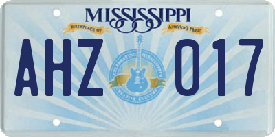 MS license plate AHZ017