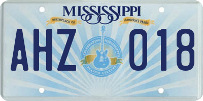 MS license plate AHZ018