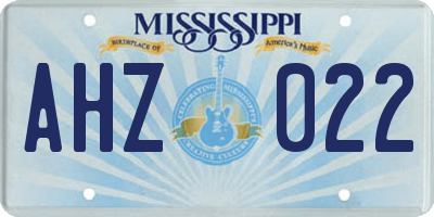 MS license plate AHZ022