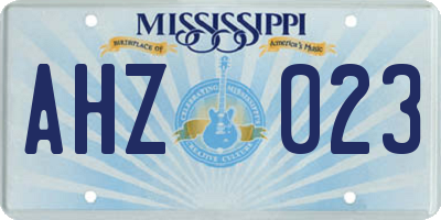 MS license plate AHZ023
