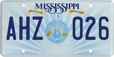 MS license plate AHZ026
