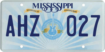 MS license plate AHZ027
