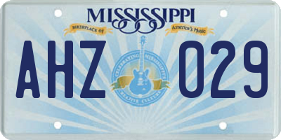 MS license plate AHZ029