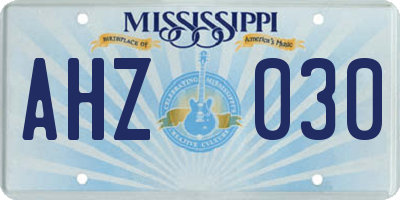 MS license plate AHZ030