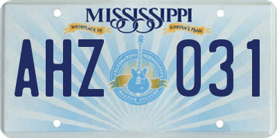 MS license plate AHZ031