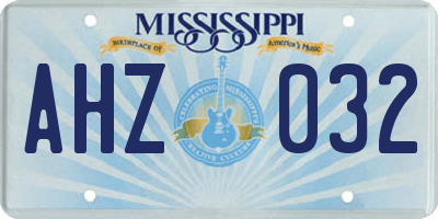 MS license plate AHZ032