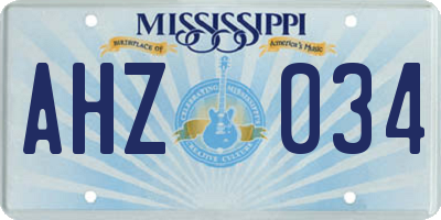 MS license plate AHZ034