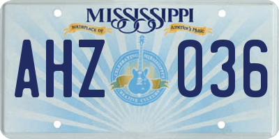 MS license plate AHZ036