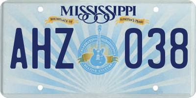 MS license plate AHZ038