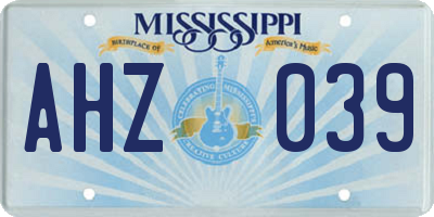 MS license plate AHZ039